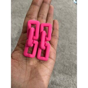 Hot pink earrings  pink acrylic earrings fuchsia chain chunky earrings statement